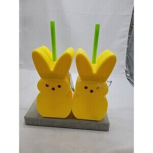 NEW 2024 Yellow Easter PEEPS Bunny Tumbler Cup GREEN Straw 14 oz ZAK ! Flaw